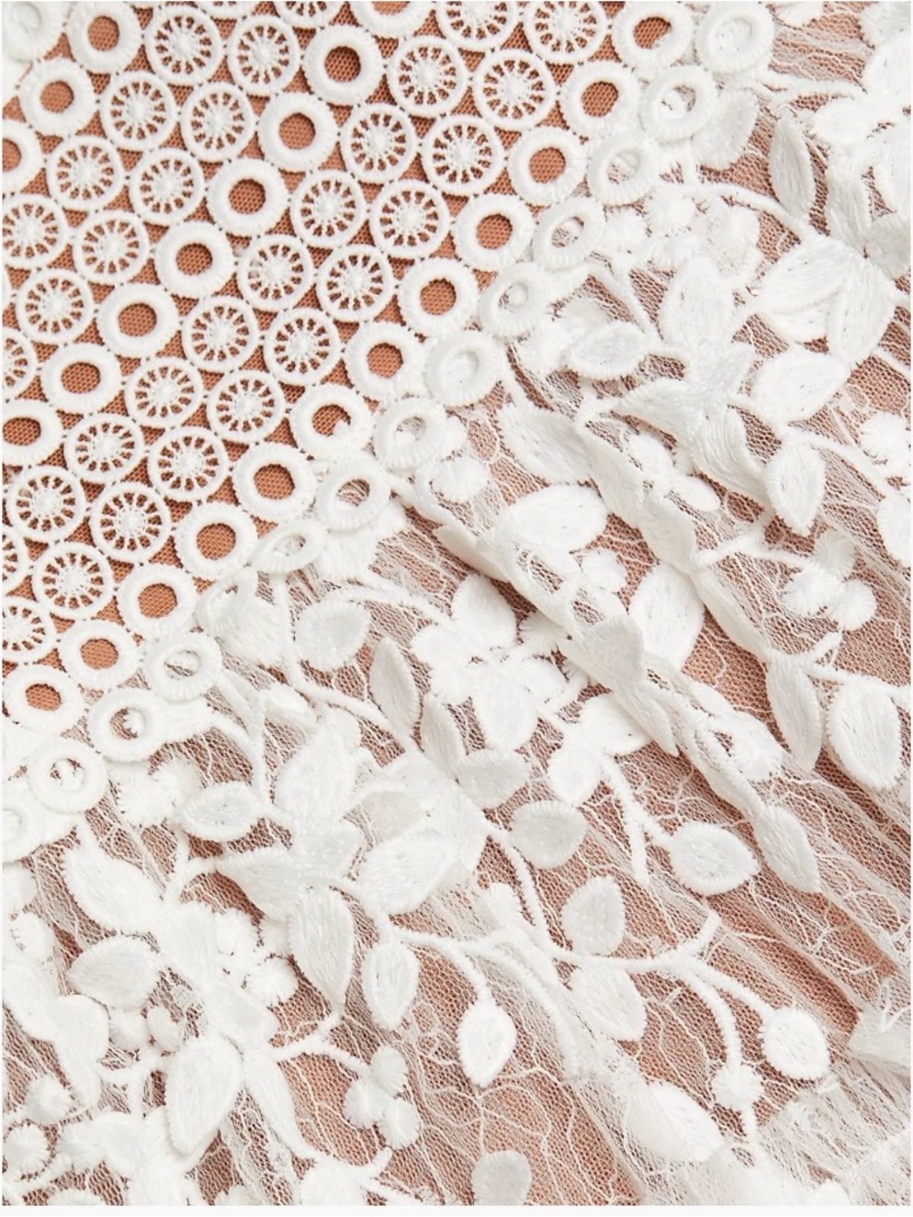 Bronx and Banco White Floral Lace V-Neck Long Sleeve Mini Dress - Picture 3 of 5